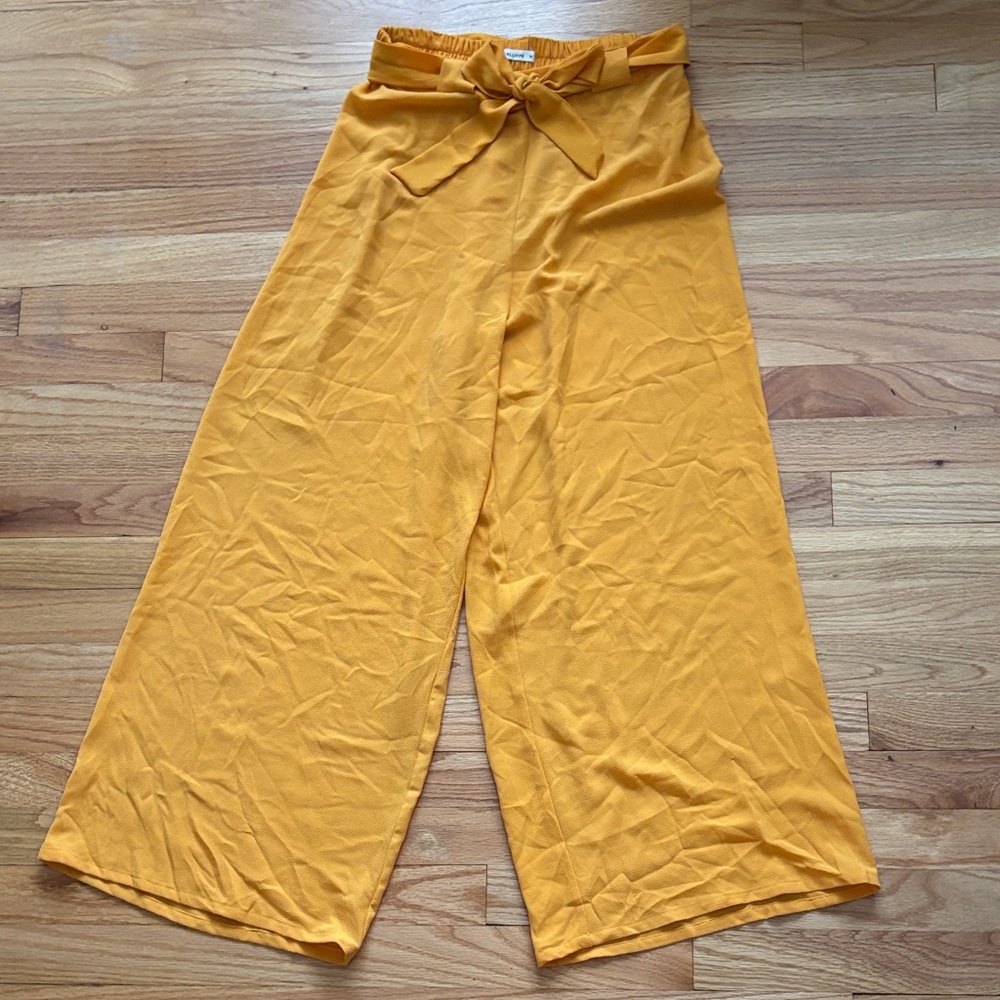 Women's Mustard Wide-Leg Pants